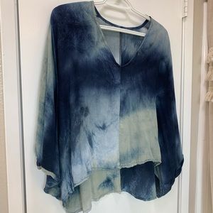 bryn Walker Indigo Tie Dye Blouse